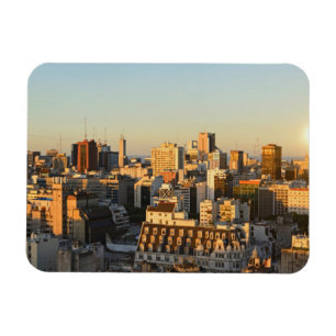 Panoramic View Of Cityscape At Dusk Magnet