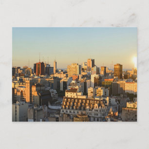 Panoramic View Of Cityscape At Dusk Postcard