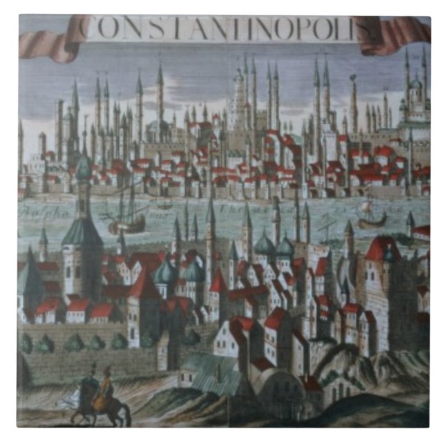 Panoramic view of Constantinople, late 18th centur Tile (Front)
