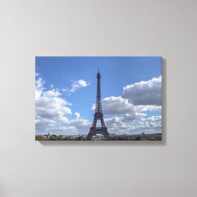 Panoramic view of Eiffel tower from Trocadero Canvas Print (Front)