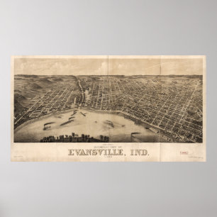 Panoramic view of Evansville, Indiana (1880) Poster