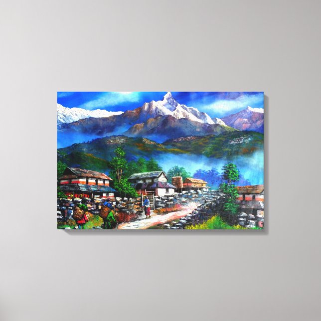Panoramic View Of Everest Mountain Nepal Canvas Print (Front)