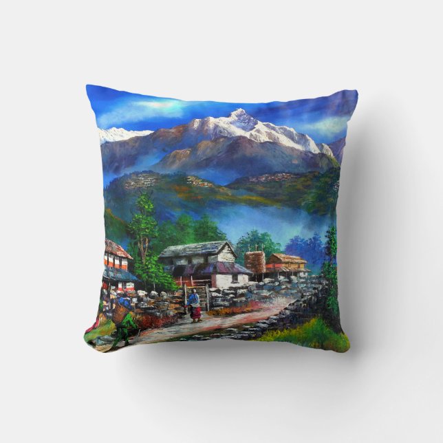 Panoramic View Of Everest Mountain Nepal Cushion (Front)