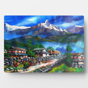 Panoramic View Of Everest Mountain Nepal Plaque