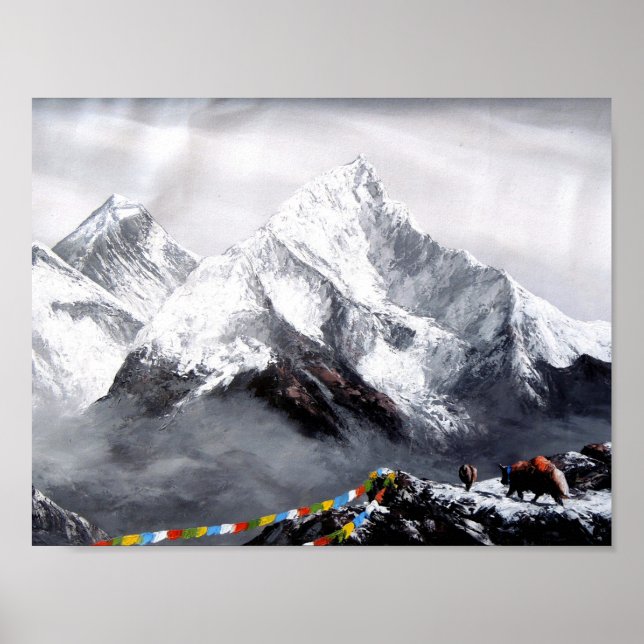 Panoramic View Of Everest Mountain Poster (Front)