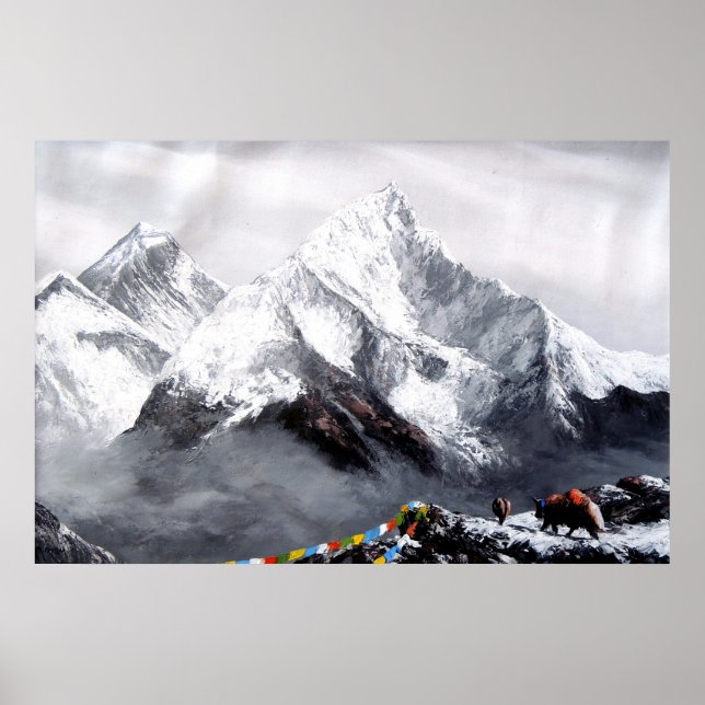 Panoramic View Of Everest Mountain Poster (Front)