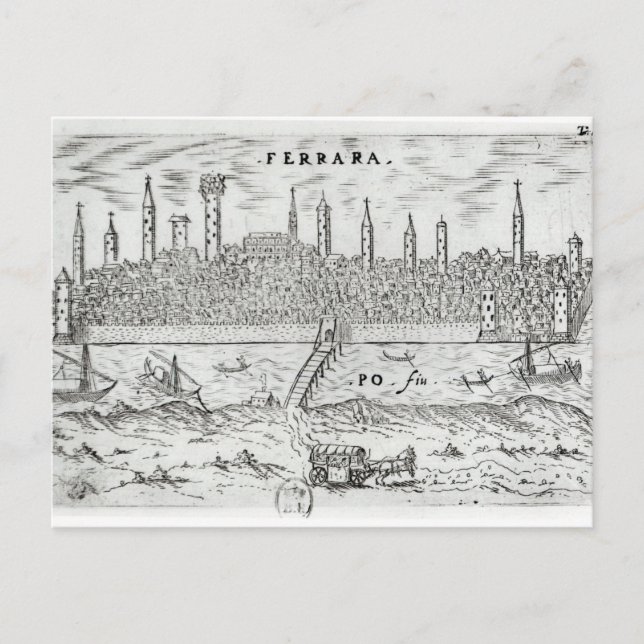 Panoramic view of Ferrara Postcard (Front)