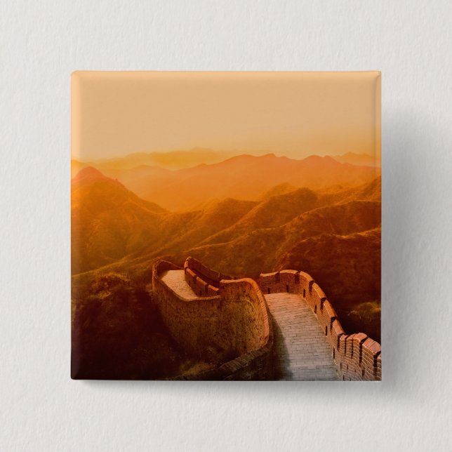 Panoramic view of Great Wall, China 15 Cm Square Badge (Front)