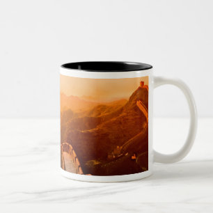 Panoramic view of Great Wall, China Two-Tone Coffee Mug