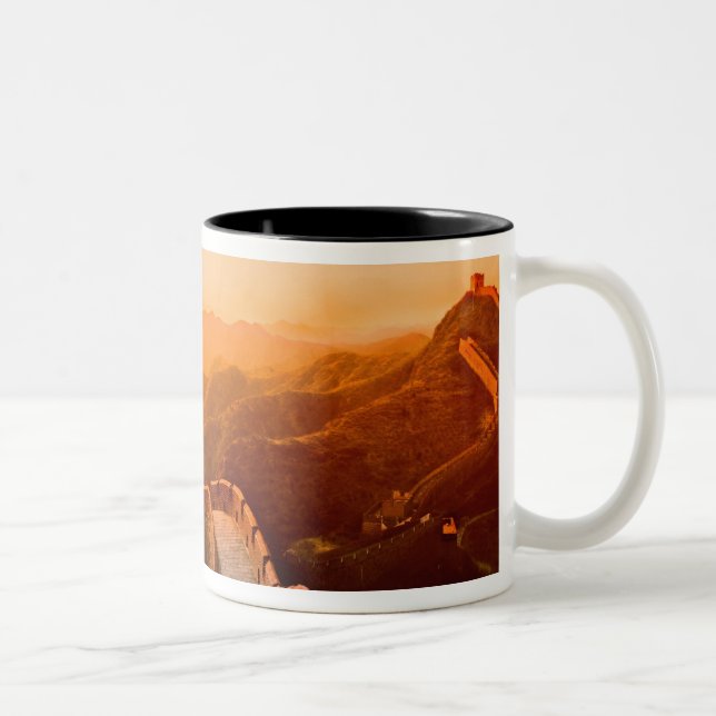 Panoramic view of Great Wall, China Two-Tone Coffee Mug (Right)