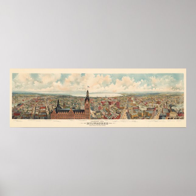 Panoramic view of Milwaukee Poster (Front)