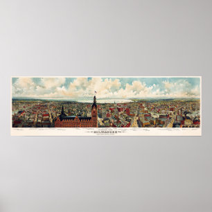 Panoramic View of Milwaukee Wisconsin in 1898 Poster