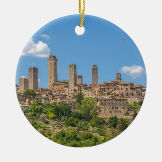 Panoramic view of San Gimignano Tuscany Italy Ceramic Tree Decoration (Front)
