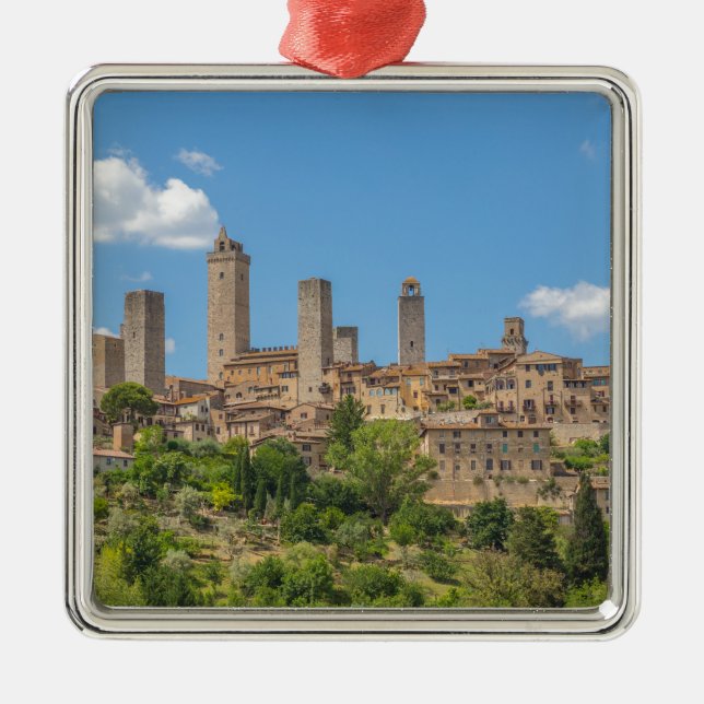 Panoramic view of San Gimignano Tuscany Italy Metal Tree Decoration (Front)