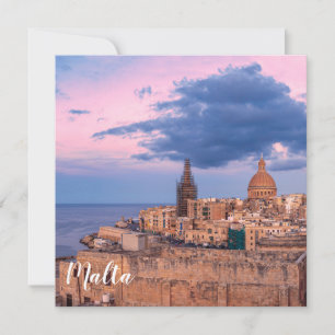Panoramic view of sunset over Valletta