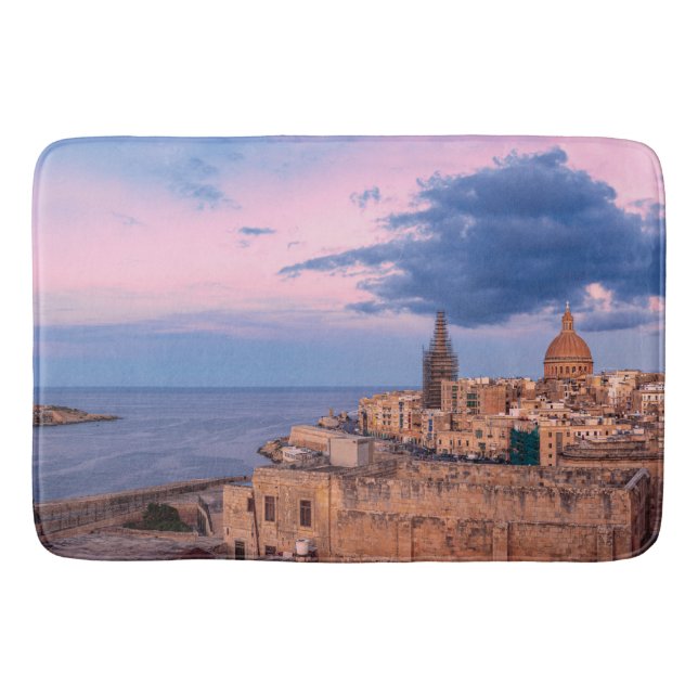 Panoramic view of sunset over Valletta Bath Mat (Front)