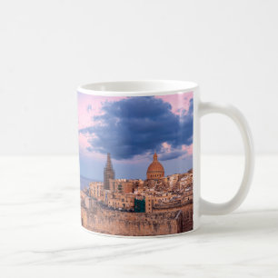 Panoramic view of sunset over Valletta Coffee Mug