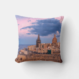 Panoramic view of sunset over Valletta Cushion