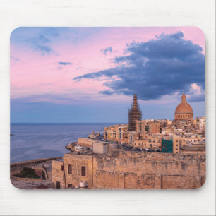 Panoramic view of sunset over Valletta Mouse Mat