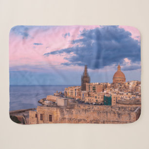 Panoramic view of sunset over Valletta Sherpa Blanket
