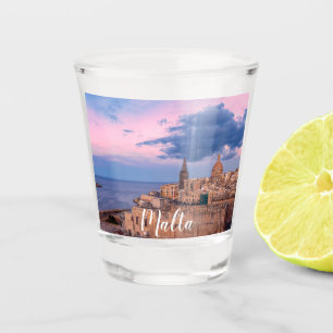 Panoramic view of sunset over Valletta Shot Glass