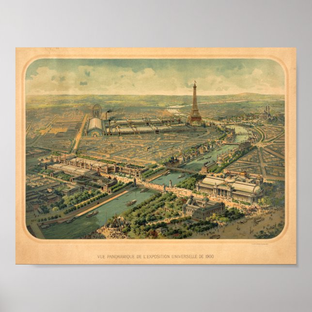 Panoramic view of the 1900  Exhibition Paris Franc Poster (Front)