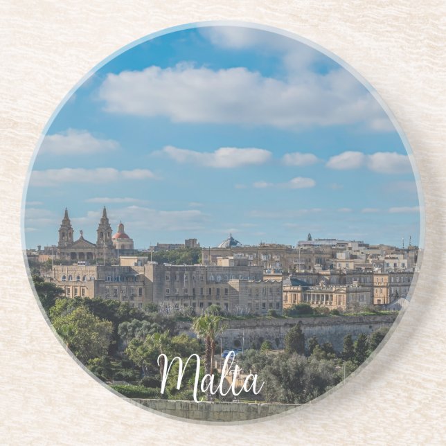 Panoramic view of Valletta old town in Malta Coaster (Front)