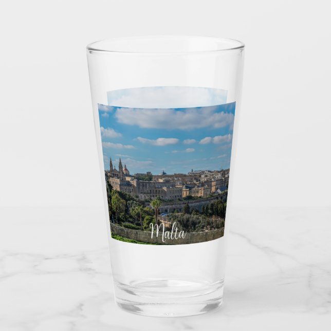 Panoramic view of Valletta old town in Malta Glass (Front)