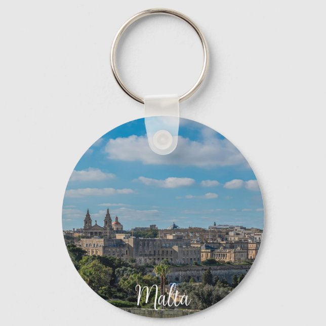 Panoramic view of Valletta old town in Malta Key Ring (Front)