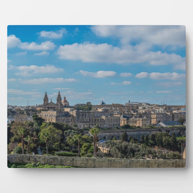 Panoramic view of Valletta old town in Malta Plaque (Front)