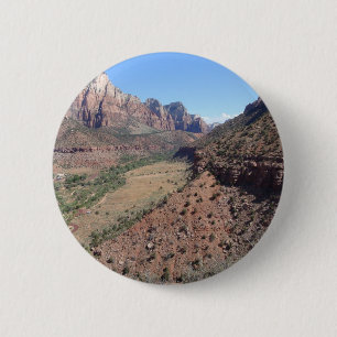 Panoramic View of Zion Canyon from The Watchman 6 Cm Round Badge