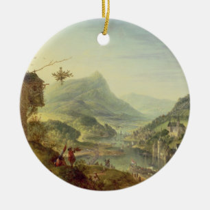 Panoramic view on the Rhine (pair with 59649) Ceramic Tree Decoration