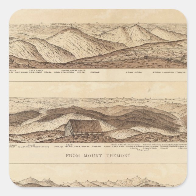 Panoramic Views of Mount Washington Square Sticker (Front)