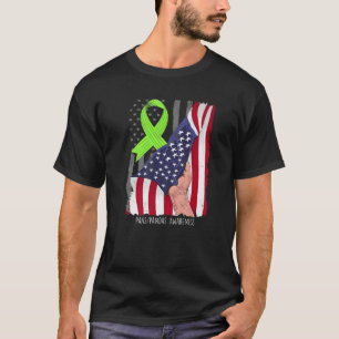 Pans/Pandas Awareness American Flag Lime Green Rib T-Shirt