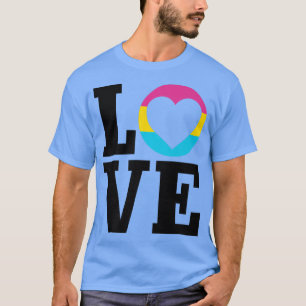 Panseual Flag Heart LOVE LGBTQ Queer Pan Pride Mon T-Shirt