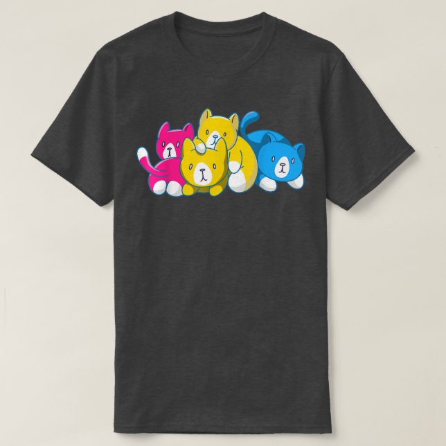 Panseual Pride Funny Kawaii Kitty Cat Stack Pride  T-Shirt (Design Front)