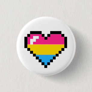 Pansexual 8-Bit Retro Pride Heart 3 Cm Round Badge