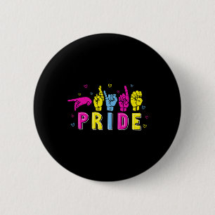 Pansexual ASL Pride Pan Rainbow Sign Language Deaf 6 Cm Round Badge