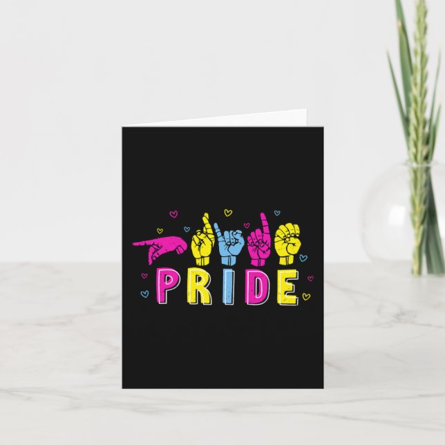Pansexual ASL Pride Pan Rainbow Sign Language Deaf Card (Front)