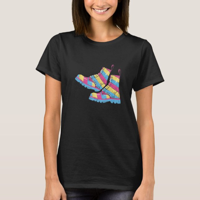 Pansexual Boots Gay Love LGBTQ+ Cute Aesthetic   T-Shirt (Front)