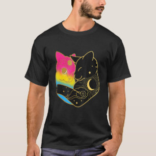 Pansexual Cat Heart Pan Pride Flag Lgbt Gay Festiv T-Shirt