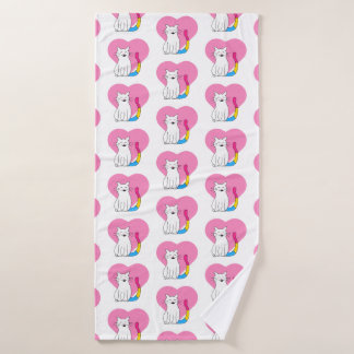 Pansexual Cat with Heart Bath Towel
