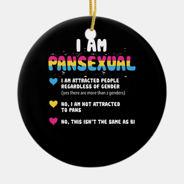 Pansexual Definition - Funny Gay Pride LGBT Ceramic Tree Decoration (Front)