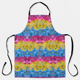 Pansexual Dragon Damask - Pride Flag Colours Apron