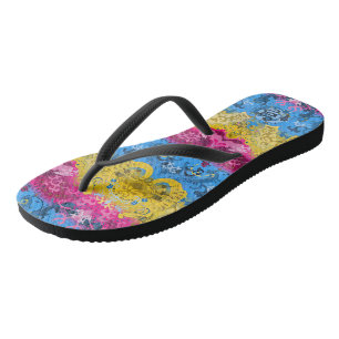 Pansexual Dragon Damask - Pride Flag Colours Flip Flops