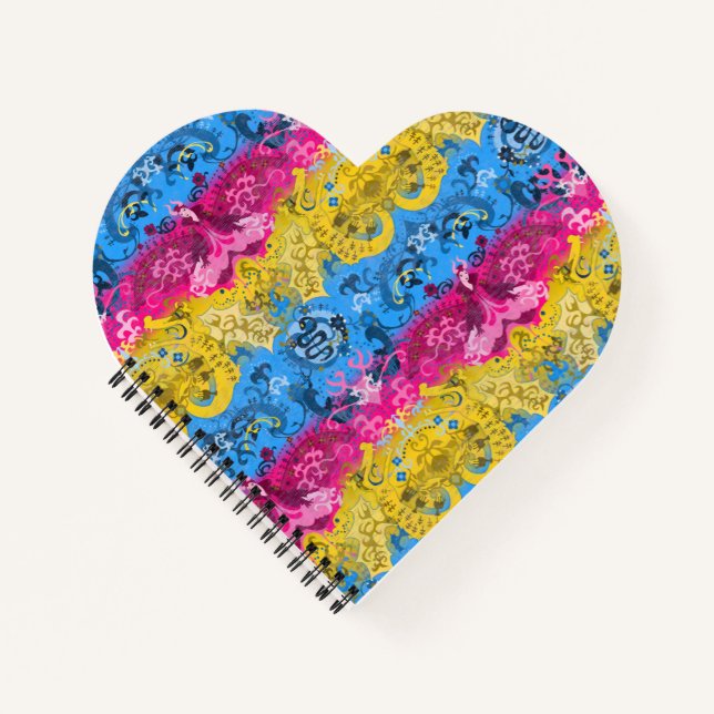 Pansexual Dragon Damask - Pride Flag Colours Notebook (Front)