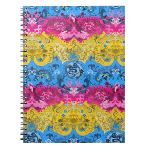 Pansexual Dragon Damask - Pride Flag Colours Notebook