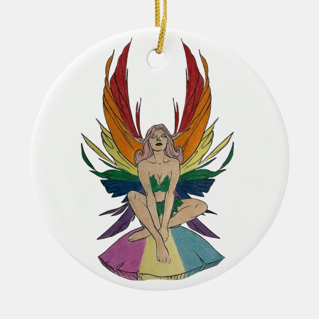 Pansexual Faerie Ceramic Tree Decoration (Front)