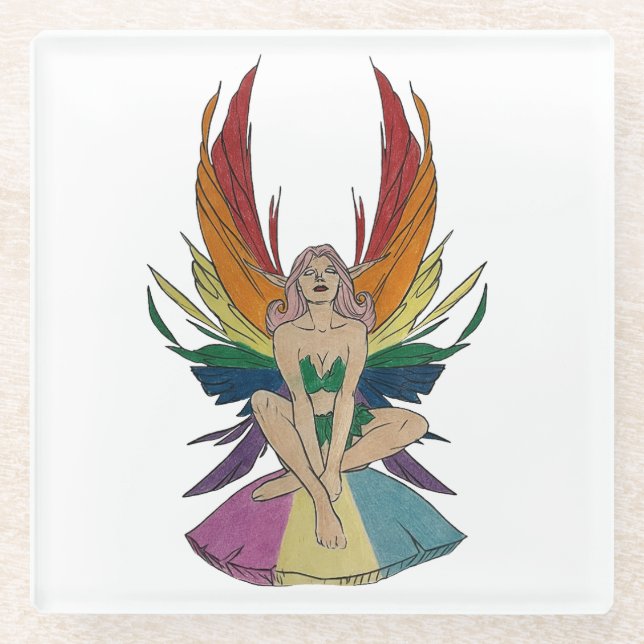 Pansexual Faerie Glass Coaster (Front)