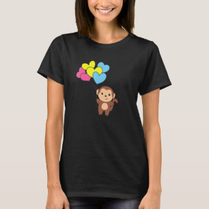 Pansexual Flag Balloon Hearts Pride Lgbtq Monkey T-Shirt
